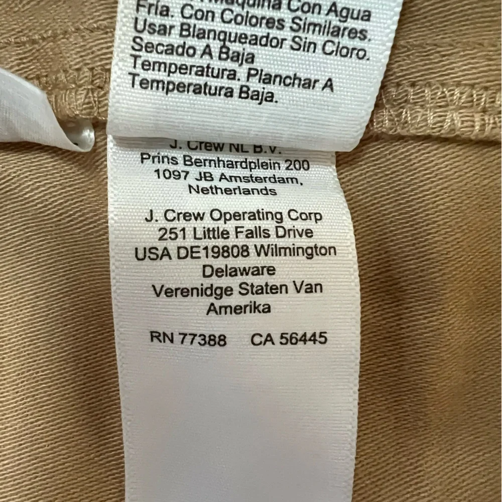J. Crew Camp Pocket Wide Leg Cotton High Rise Stretch Pants Khaki Tan, size 29